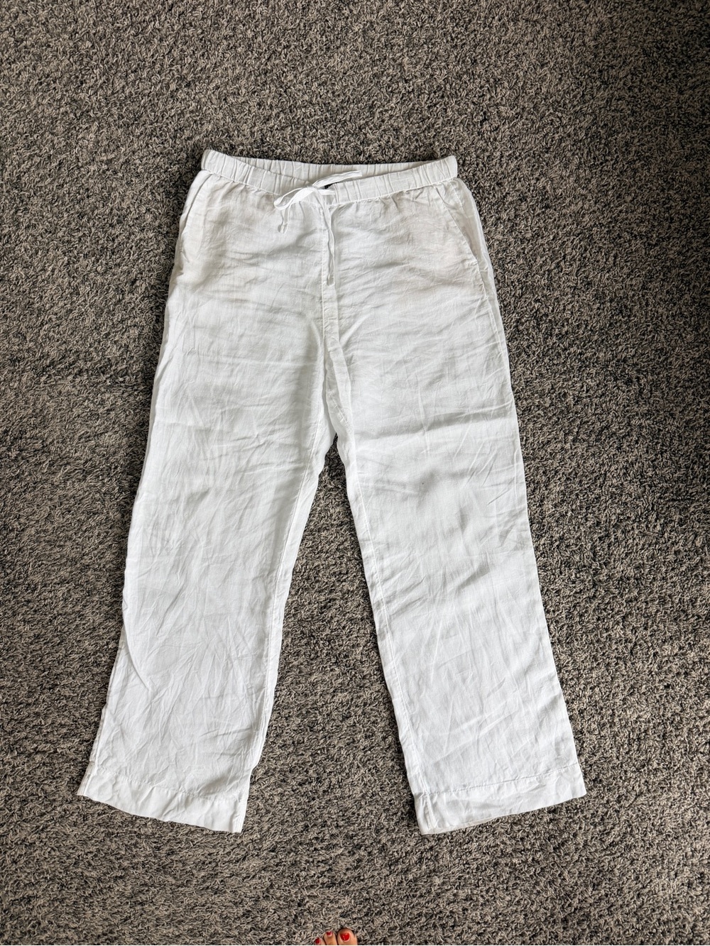 Vineyard Vines White 100% Linen Pull-On Pants Size S